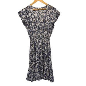 Rails Blue & White Floral Mini Dress – Flutter Sleeves